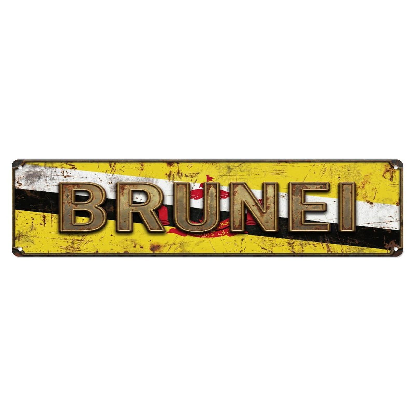 Xanthor Style Metal Tin Sign Vintage Brunei Flag Pattern