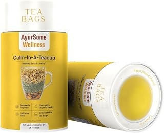 Calm In A Teacup Tea, Chamomile Lemon Balm for bedtime and evening, 25 tea bags, Organic Ingredients