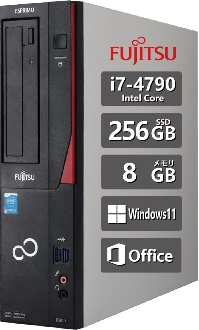 (Refurbished) Fujitsu Desktop PC; CPU: 4th generation Core i7/MS & Office 2019 & Latest Windows 11 Pro/USB 3.0/4KHD compatible/DVD/High performance (1) 4th generation Core-i7/MS office/RAM: 8GB/SSD: 256GB