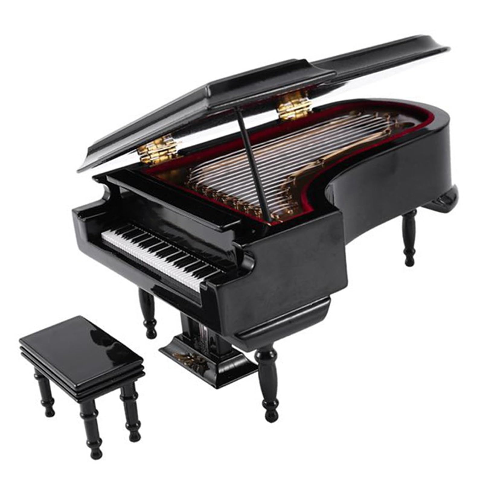 Ozdoby na instrumenty muzyczne Miniaturowy zestaw fortepianu koncertowego ozdoby instrumentów muzycznych z krzesłem do dekoracji domu kolor czarny