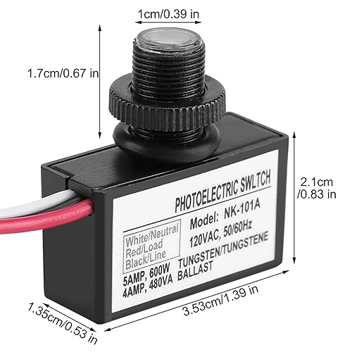 Miniatura 2 de Interruptor fotoeléctrico, 120VAC Sensor de luz Control automático encendido apagado interruptor fotoeléctrico para accesorios de iluminación