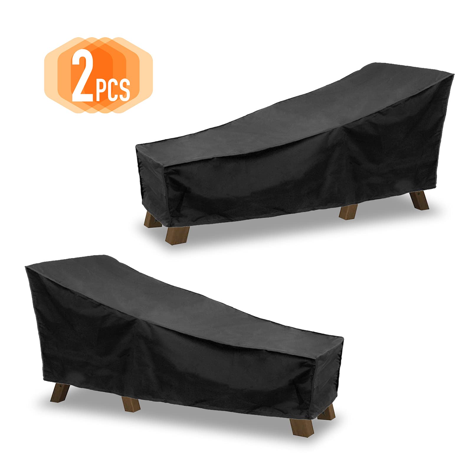 2 Stück Gartenliege Abdeckung Wasserdicht, Schutzhülle Gartenmöbel Winterfest, Schutzhülle für Sonnenliege, Liegestuhl, mit Aufbewahrungstasche Winddicht, UV-Schutz, 210 x 75 x 80 cm