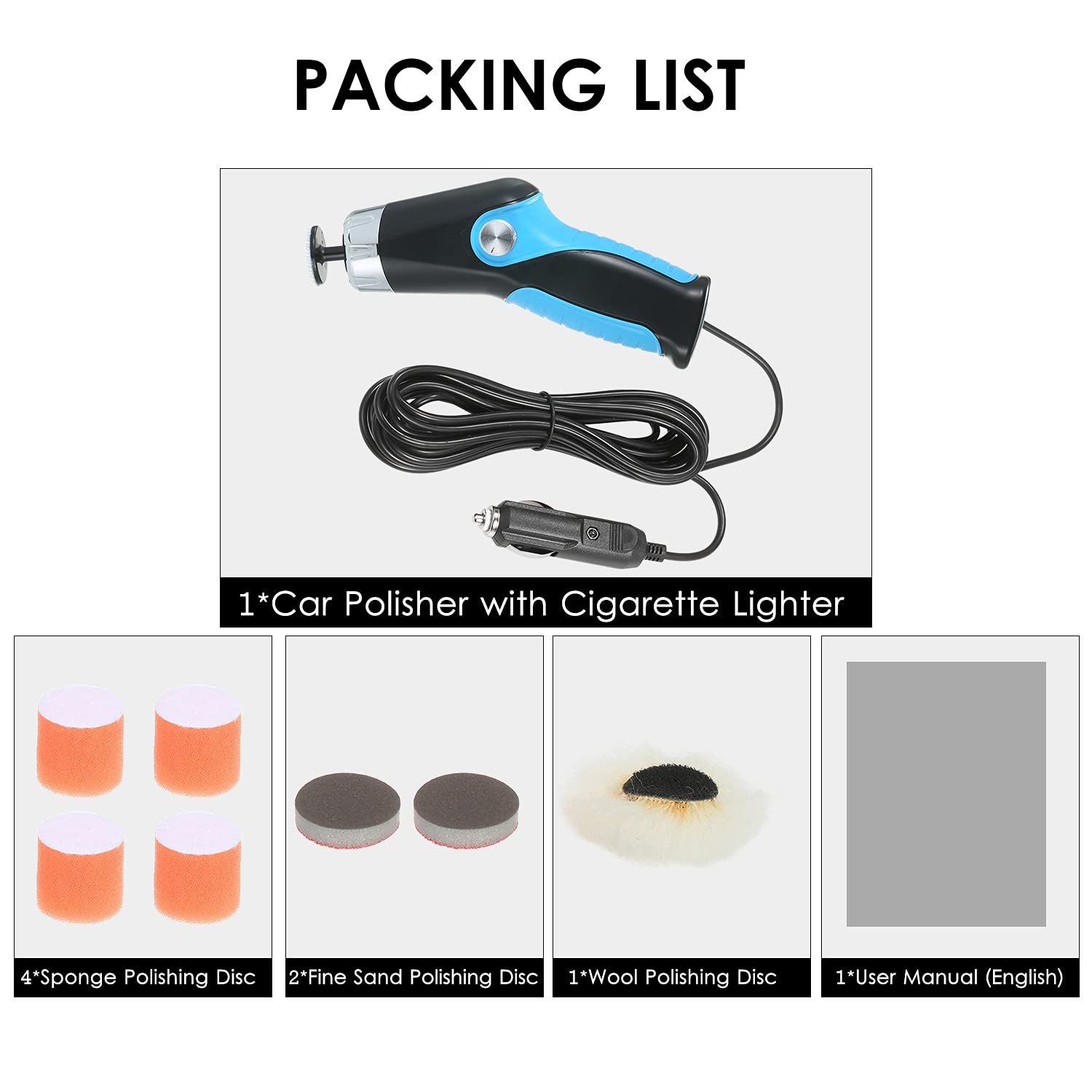 Mini lucidatrice da 60 W, con presa accendisigari, 8500 giri/min, lucidatrice elettrica a velocità variabile, lucidatrice elettrica, lucidatrice, macchina per la riparazione della superficie dell'auto