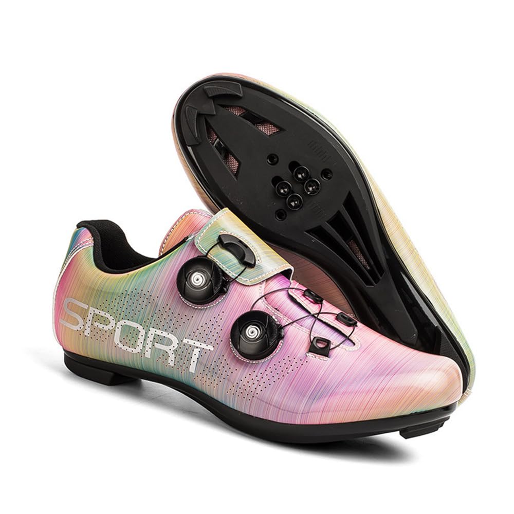 Hixingo Fahrradschuhe Herren Damen Radsportschuhe Rennradschuh Unisex MTB Schuhe Draussen Kompatibel mit Look SPD SPD-SL, Atmungsaktive Sneaker Spin Schnürsenkel Radschuhe