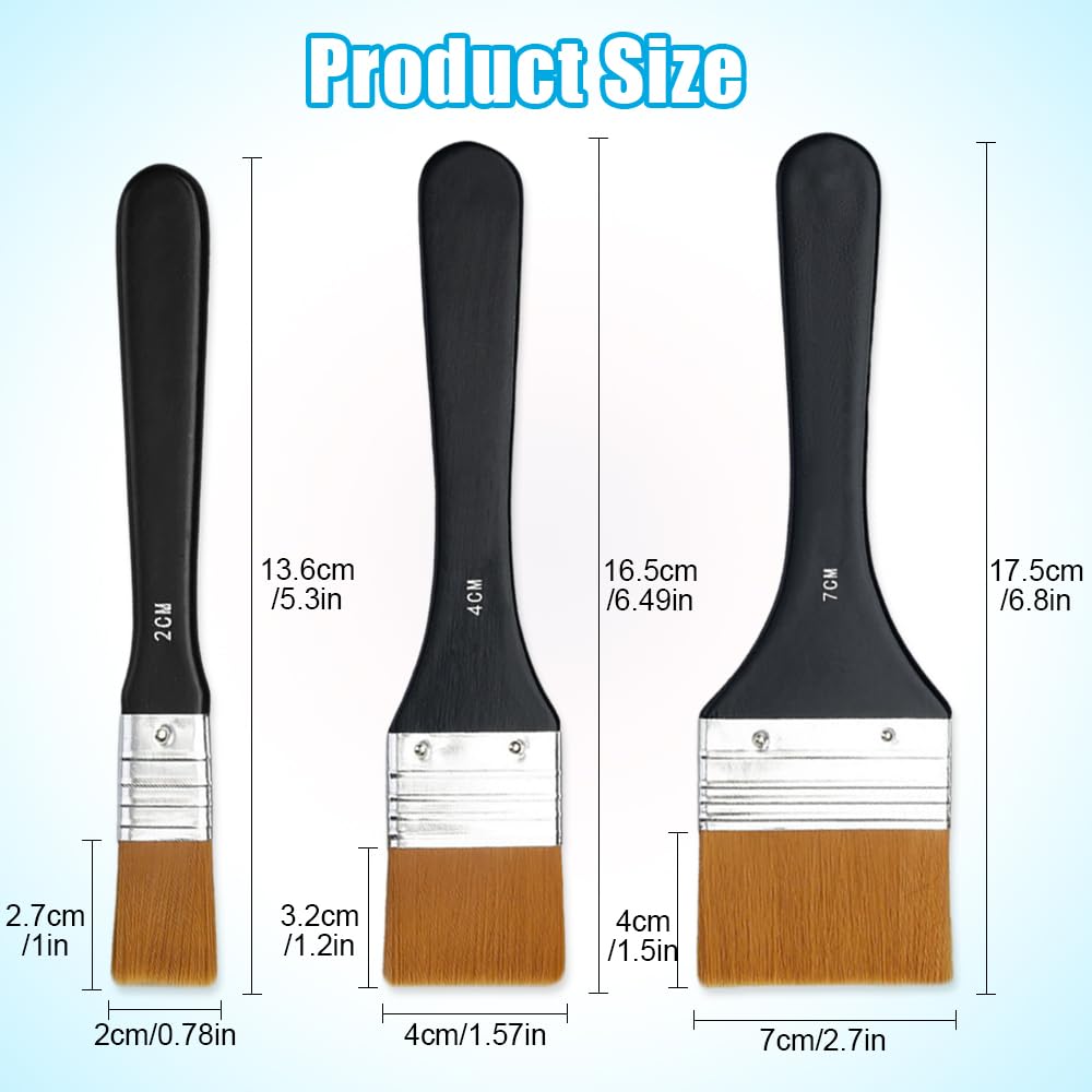 Juego De 3 Pinceles De Pintura Acrílica GIDWRIY - Planos De Nylon Para óleo, Acuarela Y Paredes (20, 40, 70 Mm)