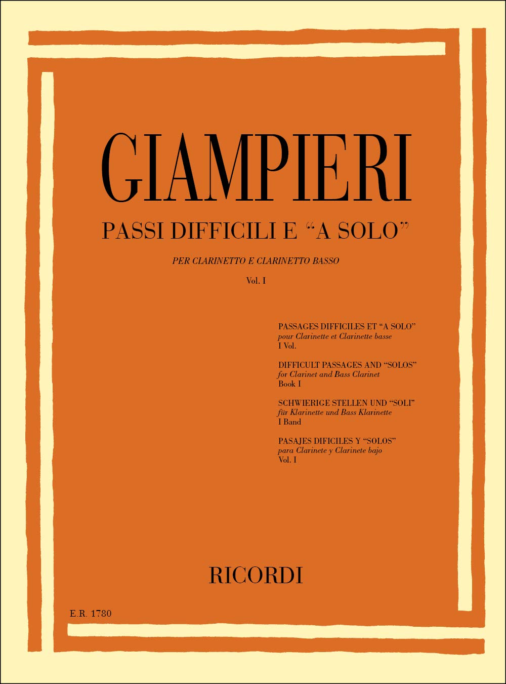 Giampieri Passi Difficili E A Solo | Spartito Clarinetto Clarinetto Basso | Livello Intermedio | Estratti Orchestrali | Soli Audizioni | Conservatorio | Tecnica Clarinetto | Ricordi E.R. 1780