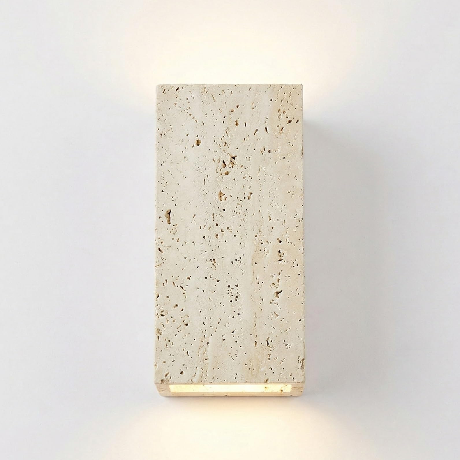 NHPJFDC Modern Travertine Wall Sconce, Minimalist Natural Stone Wall Light Fixture, Luxury Cream Style Rectangular Wall Lamp for Bedroom, Living Room, Hallway, Bedside, 7.1"