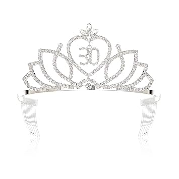 30Th Birthday, Silver: Dczerong Women 30Th Birthday Tiara Crown 30Th Birthday Queen Tiara Crown Silver
