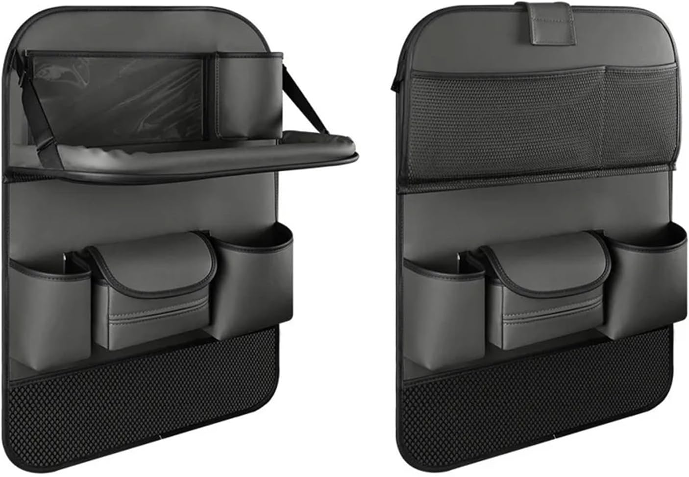 Car Storage Back of Seat Car Organizer 1PC Car Backseat Organizer with Tablet Holder,9 Storage Pockets PU Leather Foldable Tray Seat Back Protectors Kick Mats Travel(1pc Brown)