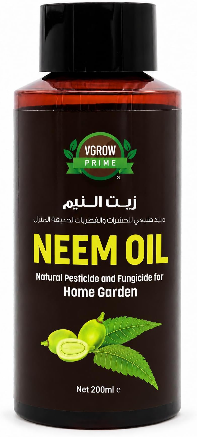 VROW PRIME Neem Oil for Plants - Effective Pest and Fungi Control for Indoor Plants and Home Garden - Water Soluble 200ml Concentrate