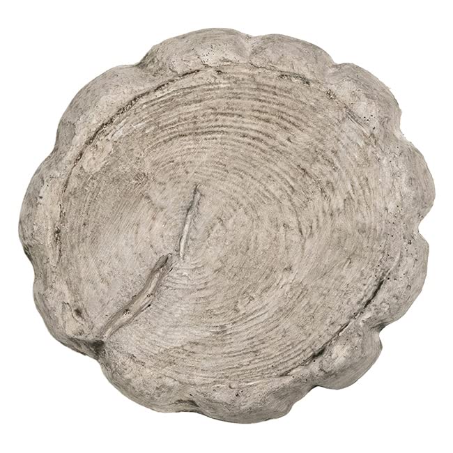 Athens Pre-Aged Small Log Stepping Stone, Gray Concrete Log Slice Design, 13.5"x14"x2", Durable Garden Path Accent, Rustic Woodland Look, Outdoor & Indoor Use, Made in USA