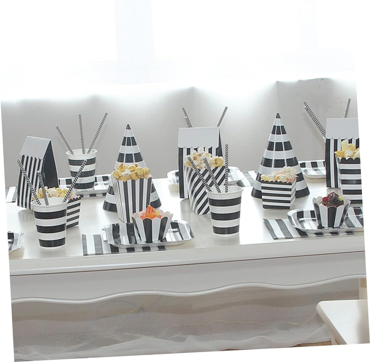 VICASKY 36Pcs Striped Paper Popcorn Boxes for Party and Snack Containers for Candy Popcorn and Treats for Birthdays and Celebrations