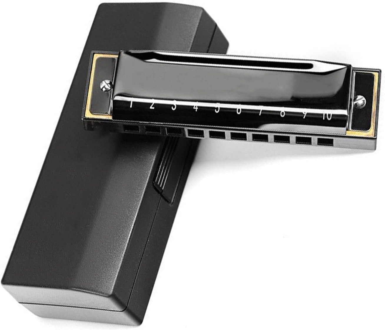 10穴ハーモニカ Cキー 大人 初心者 練習用 ゴールド ブラック ブルー レッド Dハーモニカ(Black)