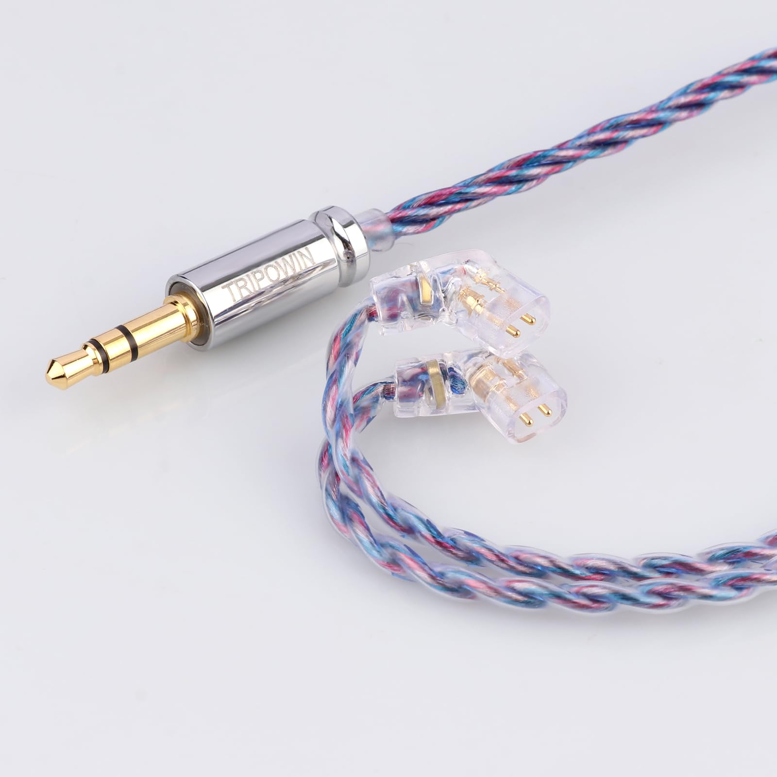 Linsoul Tripowin Sirene 4 cœurs Câble IEM, câble de remplacement OFC 24AWG, pour moniteur intra-auriculaire, pour 7hz Zero Dioko T2 T3 PLUS Wan’er Cadenza QKZ HBB(3,5mm,Encastré 2 broches)