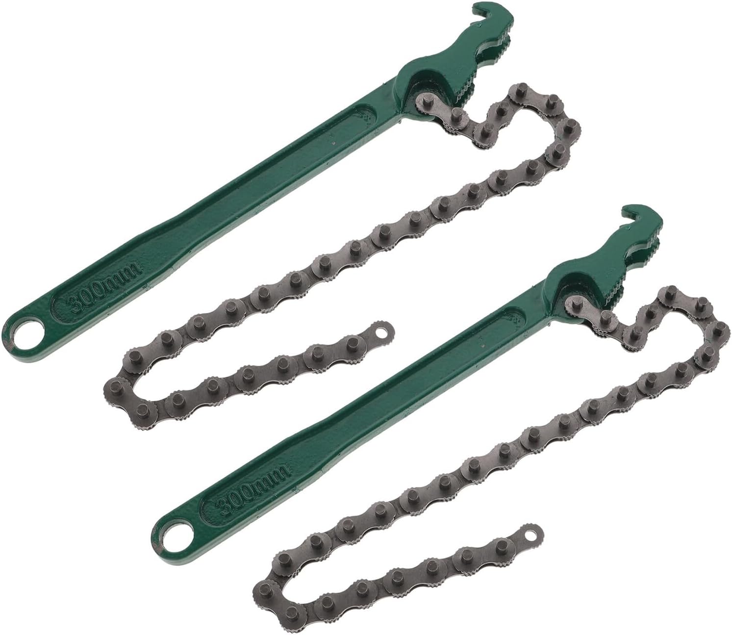 YARNOW 2pcs Heavy Duty Chain Wrench Oil Filter Removal Spanner with Ratcheting Handle, Automotive Hook Wrench Tool for Engine and Water Filter Maintenance