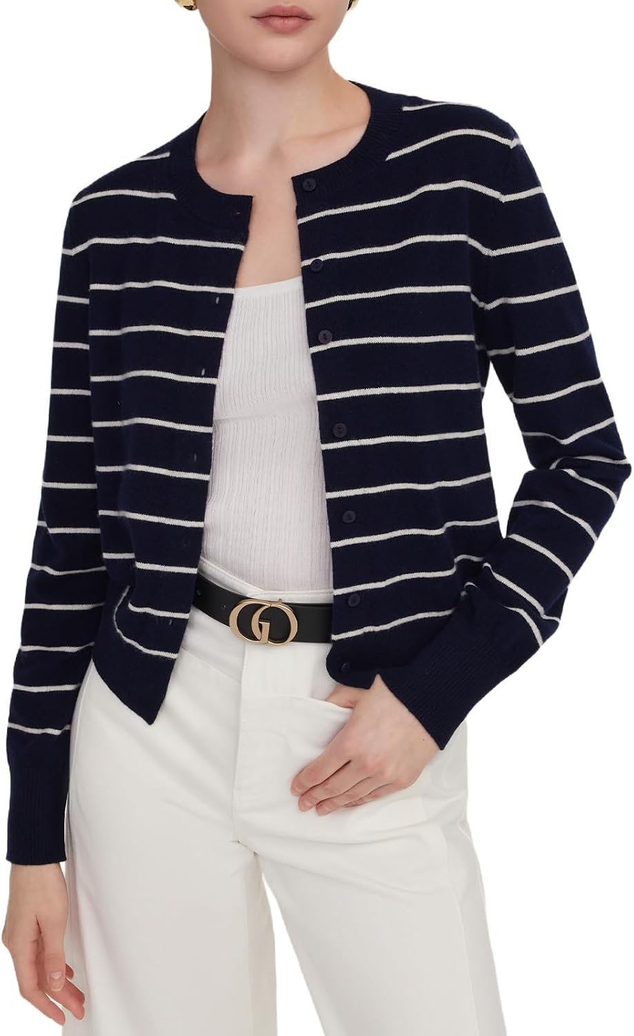 GOELIA Cardigan Sweaters for Women Long Sleeve Button Down Cardigans Business Casual Work Office Trendy Spring Outfits