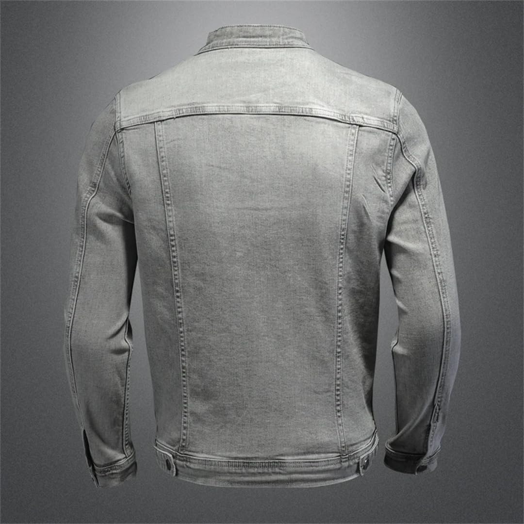Mężczyźni Vintage Moto Biker Streetwear Denim Bomber Jacket Outwear Stojący Kołnierz Kurtki Dżinsowe Płaszcze