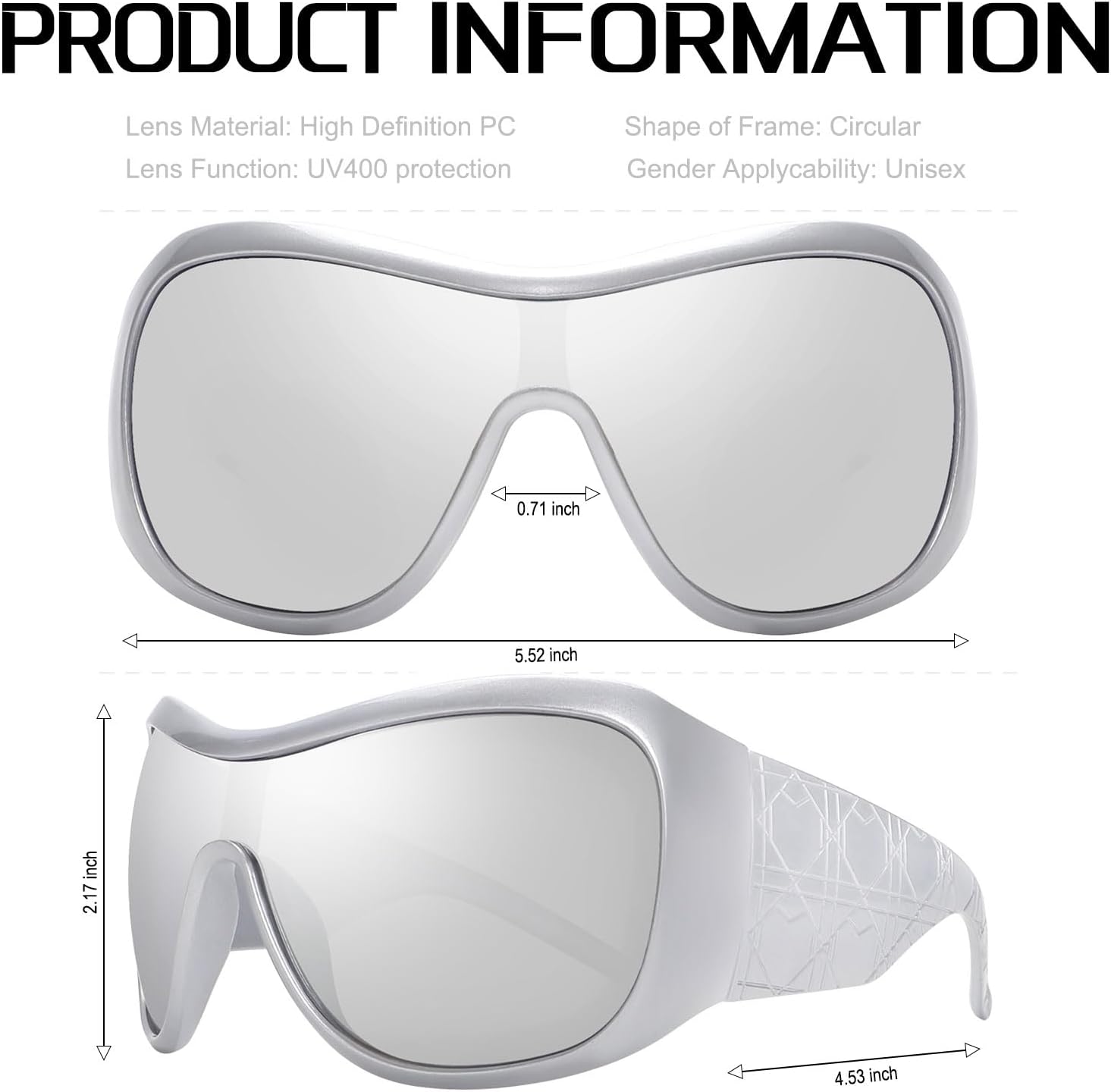 BOTEN Trendy Oversized Sunglasses For Women Men, Big Tinted Funky Wrap Around Sunglasses Apres Ski Shield Cool Shades - Image 4