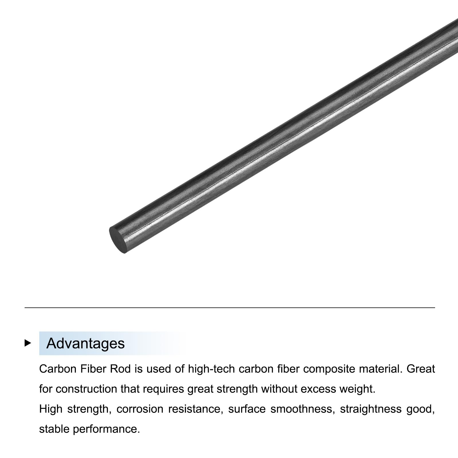 QUARKZMAN 10 Pcs Barres en Fibre de Carbone, 1,5mm x 500mm pour Avion RC, Outil de Bricolage pour Aile de Quadcoptère