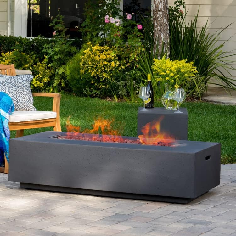 Outdoor Modern Propane/Gas Rectangular Fire Table/Heater with Tank Holder - 50,000 BTUs