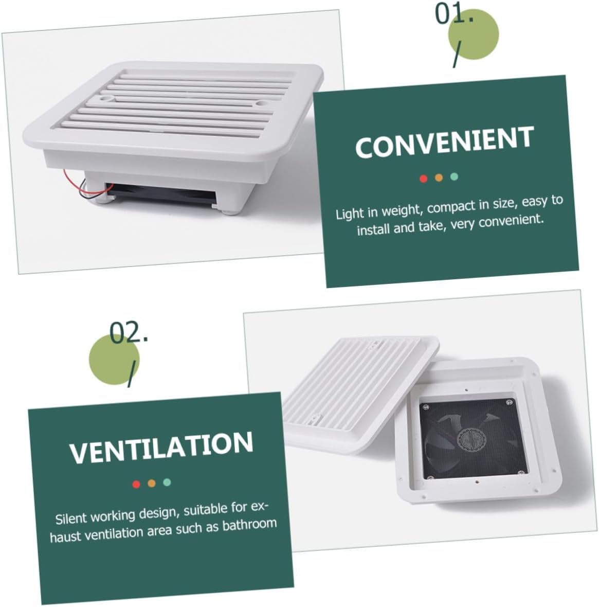 12v 8-inch Rv Exhaust Fan with Blades Silent Bathroom Ventilation Fan for Motorhome Roof and Garage Air Ventilation Replacement