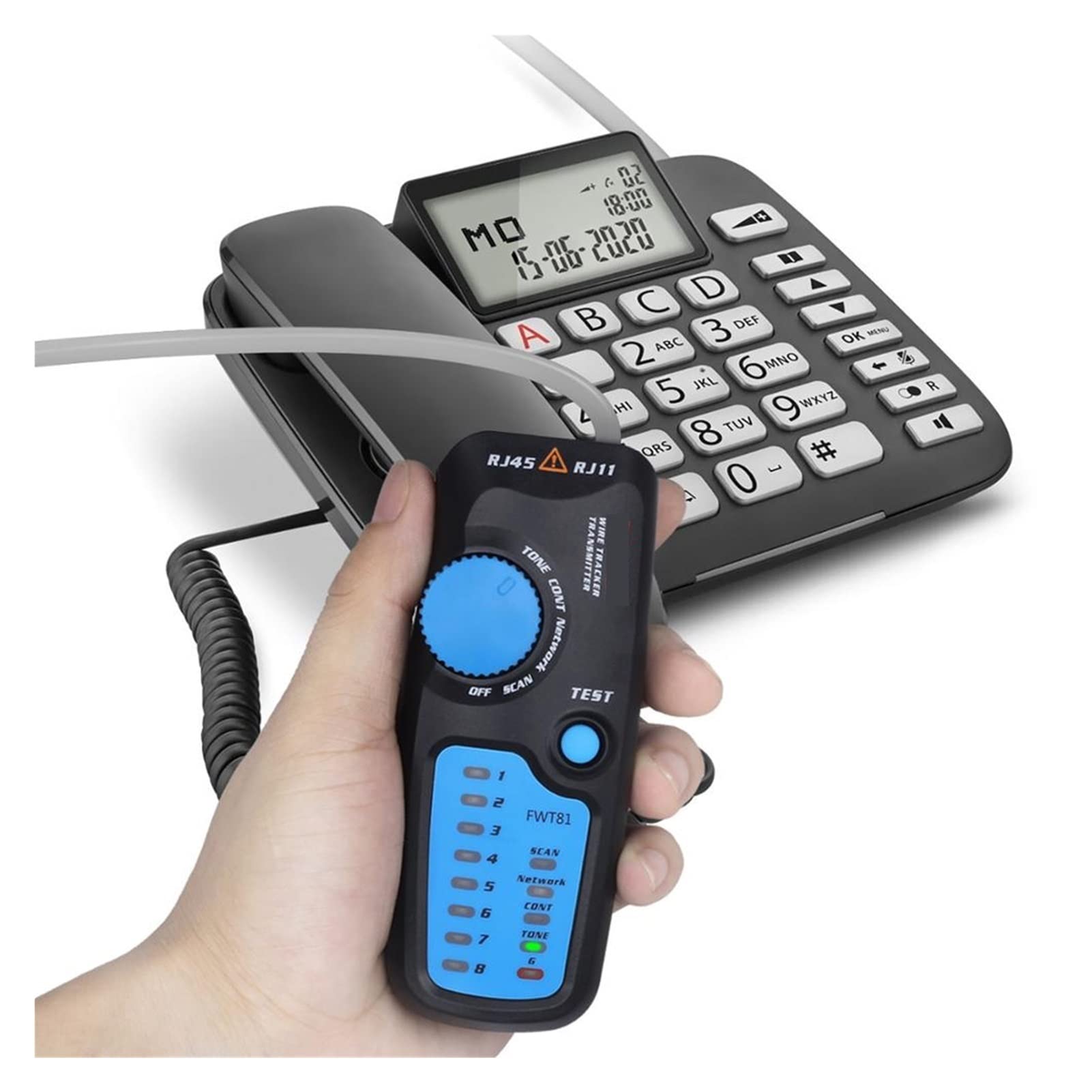 Detector de pared, Detección de rastreador de cable de red FWT81 RJ11/45 LAN ETHERNET Phone Wire testertelecom Tool Electrificado Trabajo 48V(FWT81 and ADMS1CL)