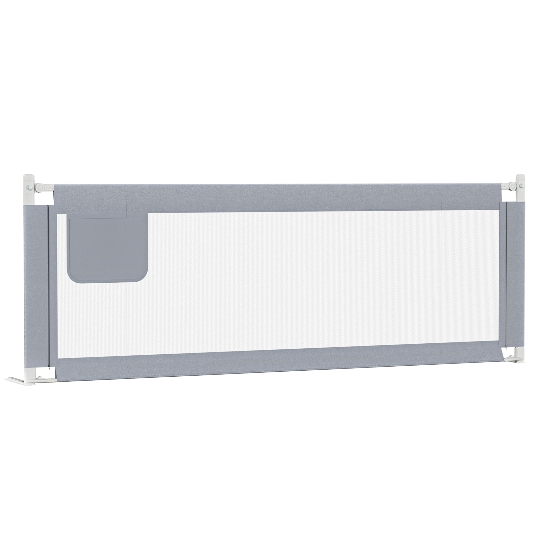 Froadp 200cm Barriera per Letto Bambini, Pieghevole Sponda Lettino Regolabile in Altezza con Doppia Chiusura Cintura Fissa e Mesh Taspirante, Portatile Guardrail Adatto per Maggior Letti(Grigio)