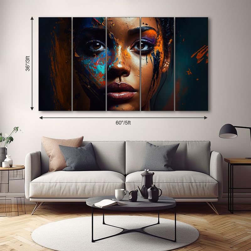 Image of The Castle Decor Women Abstract art painting with frame Big Size 36x60 Wall art for living room,Bedroom,Drawing room,Hotels-Wooden Framed-686