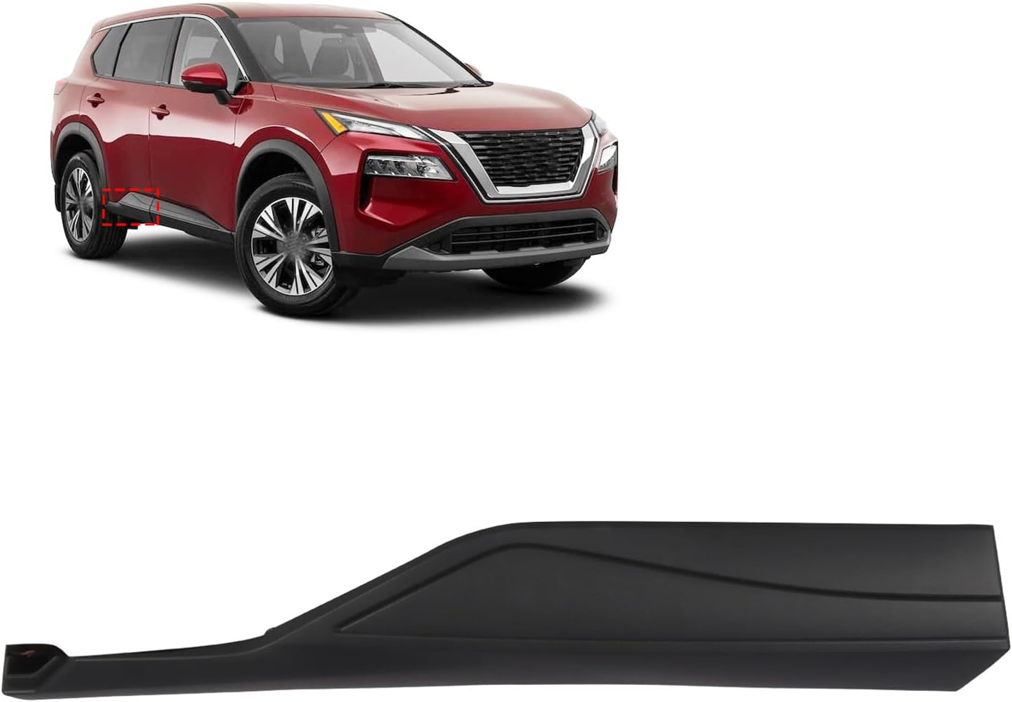 Black Door Trim Lower Molding Rear Right Passenger Compatible with 2021-2024 Rogue 82870-6RA0A