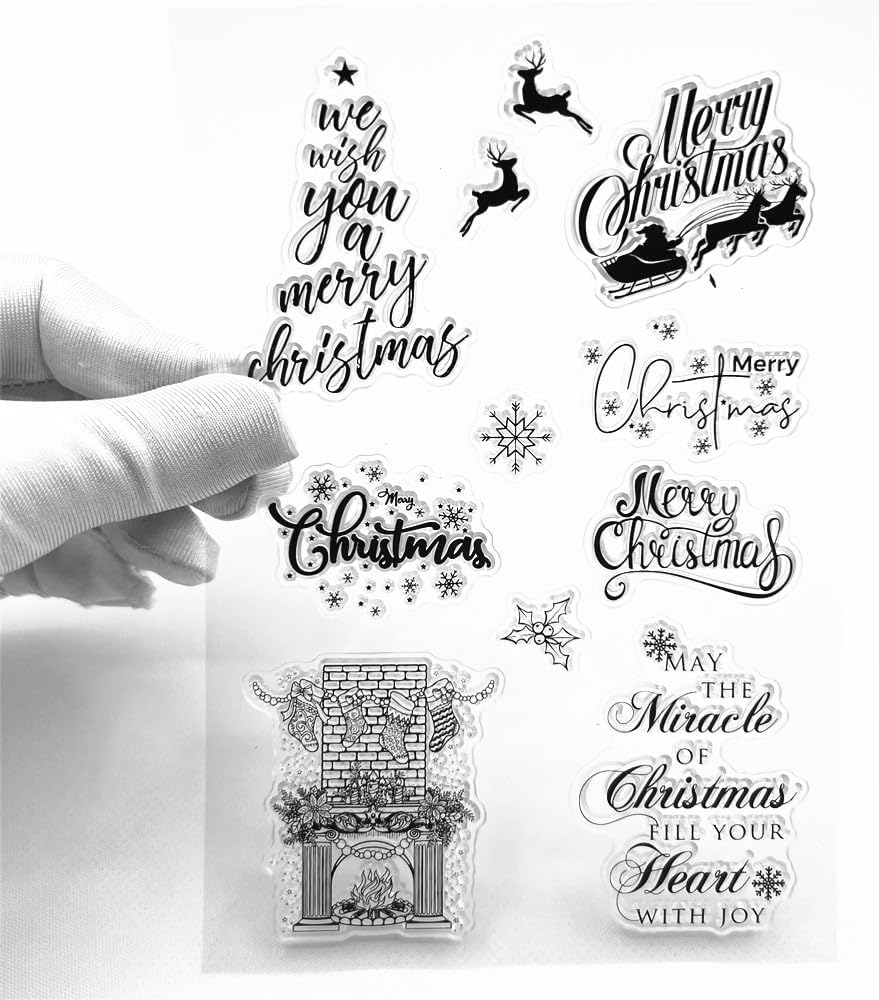 Amazon.com: Christmas Blessing Words Clear Stamps Silicone Stamp Cards ...