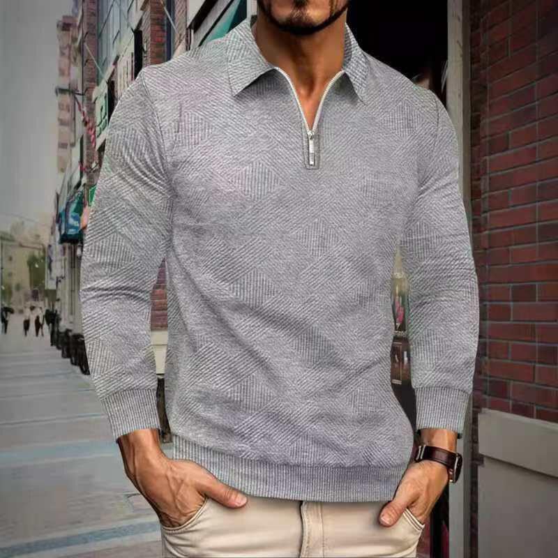 Mens Polo Shirt with Quarter Zip Long Sleeve Collared Knit Business Sweatshirt and Retro Golf Shirt2