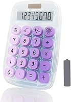 Vista 1 de Mechanical Switch Calculator, Purple Calculator with Large LCD Display 8 Digit Tilt Screen and Big Button for Teachers Students Basic Office