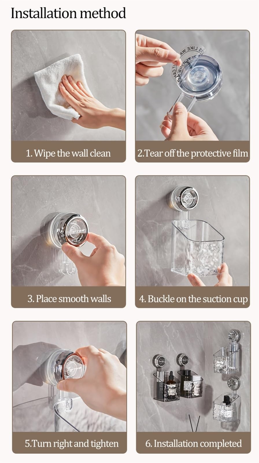 Estante de baño con ventosa, organizador de pared transparente sin taladro, para ducha, cocina y baño, estante de ducha impermeable para jabón, champú y cepillo de dientes