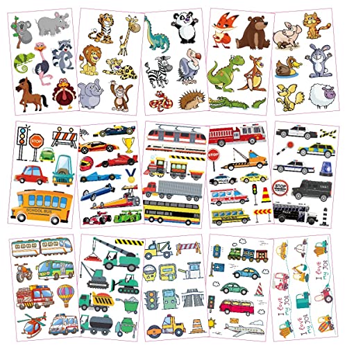 30 Sheets (210pcs) Animals、Shark、Cars waterproof Temporary Tattoos For Kids,Cartoon Mixed Styles Tattoos for Grils and Boys children's Fake Tattoo stickers toys,Party Supplies Gifts - Image 3