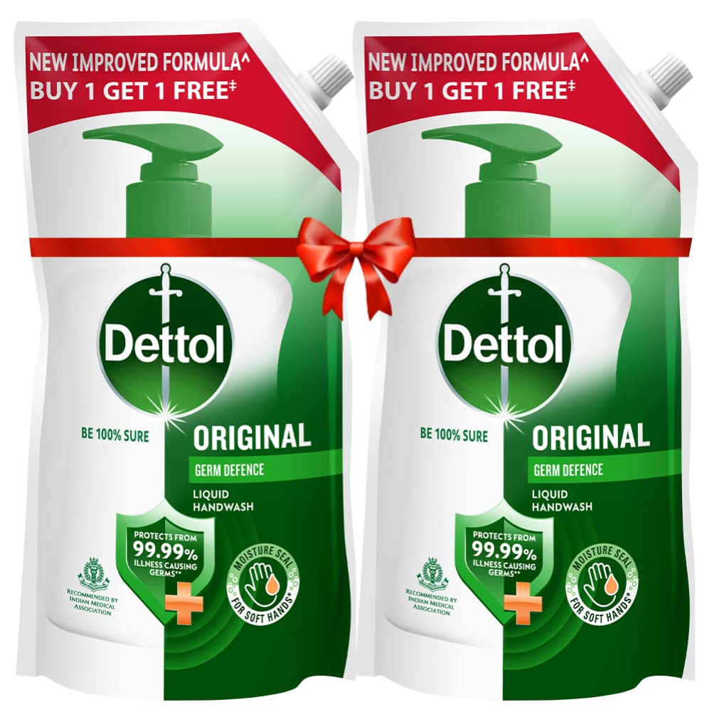 Dettol Liquid Handwash Refill – Original Hand Wash- 675ml, (Buy 1 Get 1 Free) | Germ Defence Formula | 10x Better Germ Protection