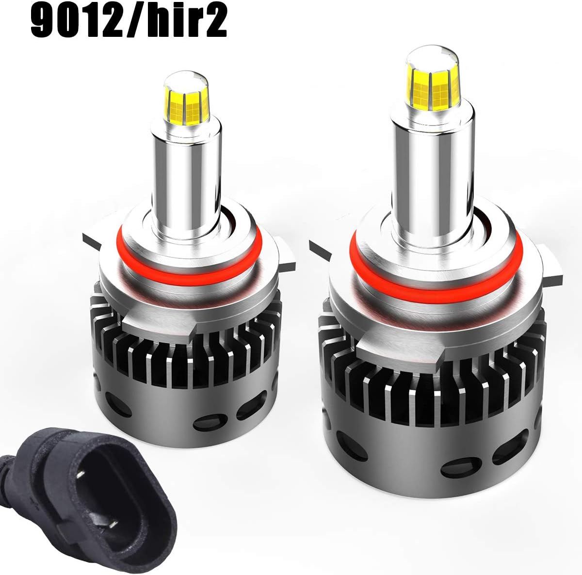 GLF 9012 Hir2 LED Headlight Bulb,High Beam,Low Beam,Halogen Replace Kit,12000lm 6K,8 Sided LED CREE Chips,Plug and Play,New Gen