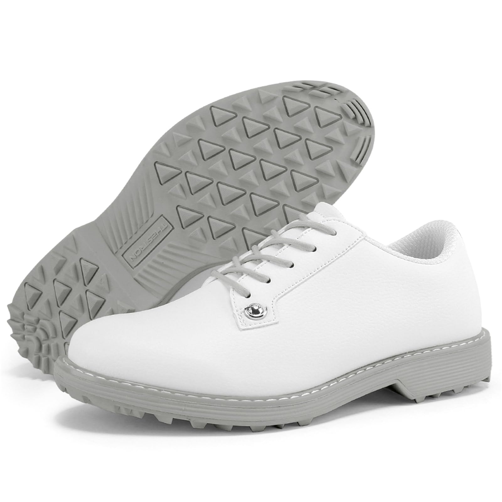 Zapatos De Golf Impermeables Mujer Zapatillas Bajas De Cuero con Cordones para Caminar Antideslizantes Cómodas para Exteriores E Informales