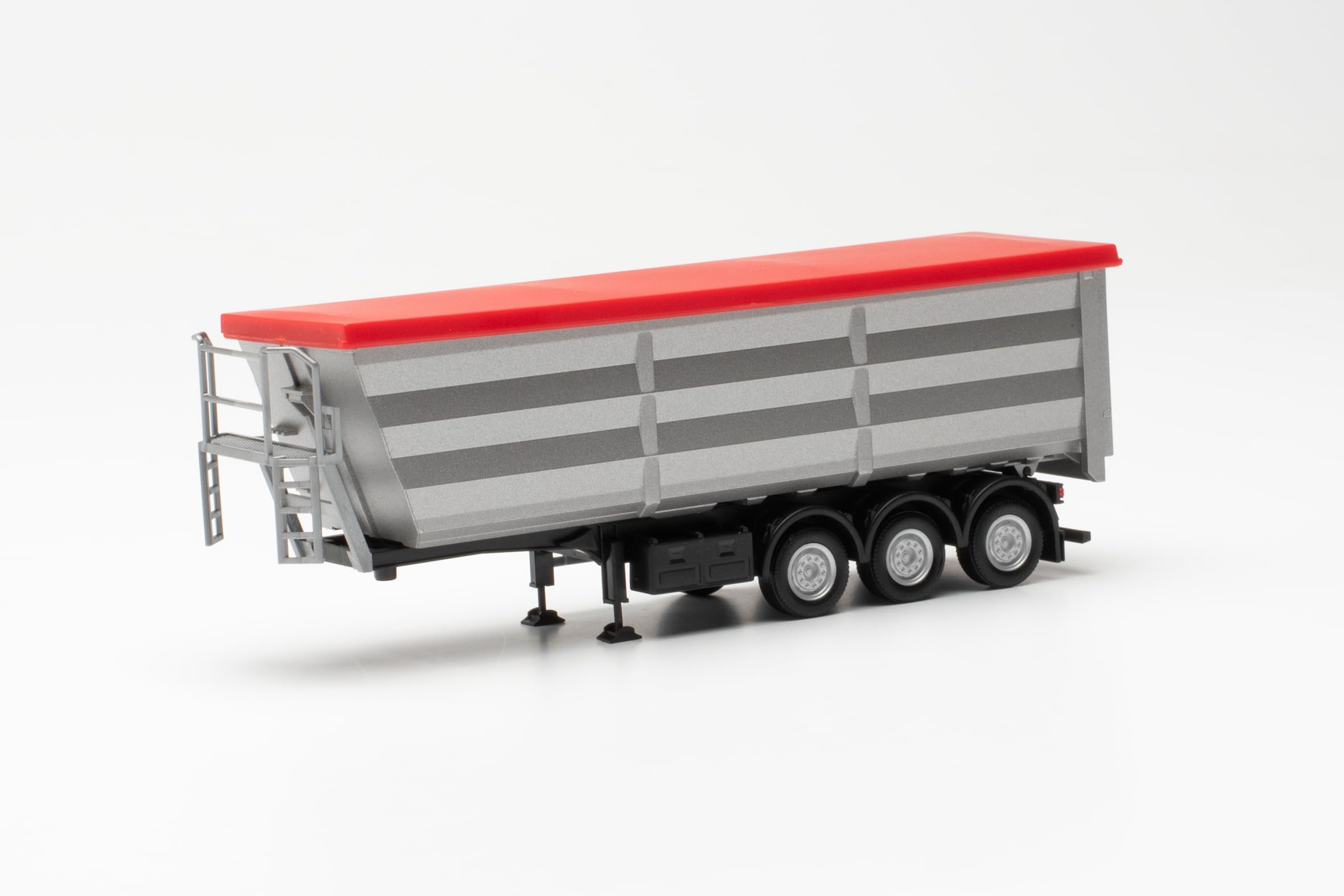 Herpa Silver Truck Model Steel Trough Semi-Trailer, Miniature In Scale 1:87, Collectible, Made In Germany, Plastic