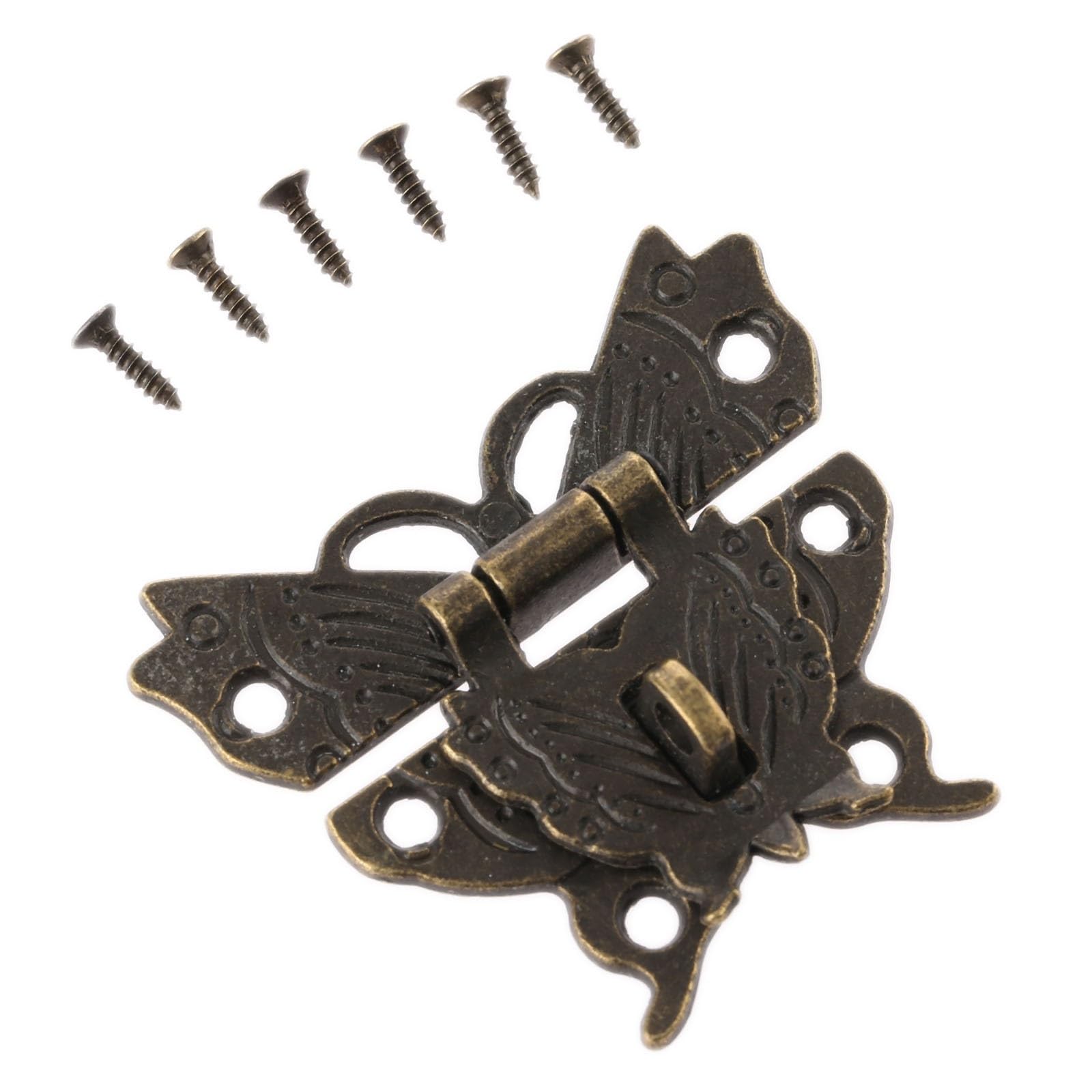 20pc Butterfly Box Clasp 50 * 43mm Decorative Jewelry Box Hasp Lock Latch with Screw Vintage Hardware
