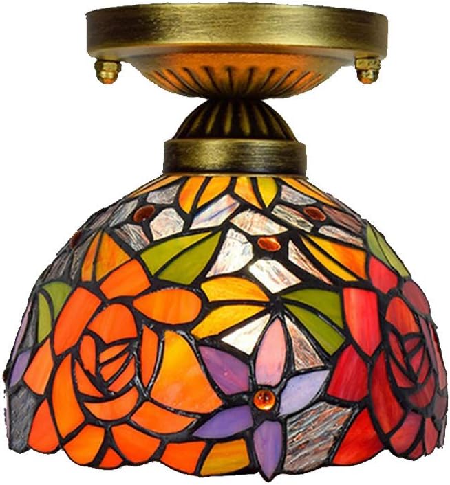 MG REAL Tiffany Style Ceiling Lights,8Inch Stained Glass