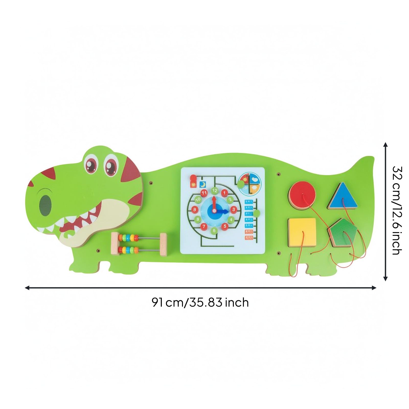 predolo Tablero Mural Madera Motricidad Fina Juguete Sensorial Pared Aprendizaje Temprano Juego Infantil para Niños Pequeños , Dinosaurio T-Rex 4.5KG