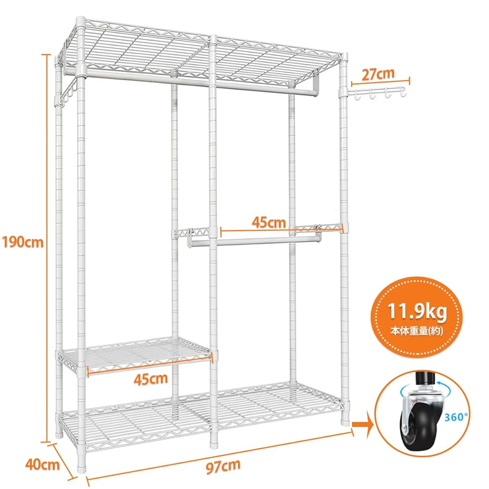 Amazon｜AZAKBL ハンガーラック 頑丈 洋服ラック 大容量