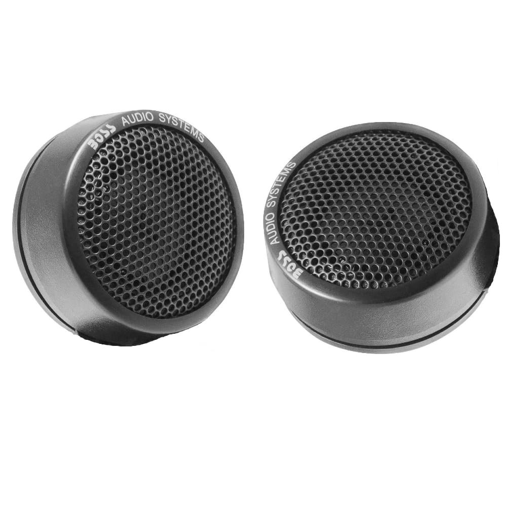 Kit Set para Boss Audio Systems TW18 TW 18, 2 tweeters de 3,7 cm, 37 mm de diámetro, 100 vatios rms 200 vatios máx., 4 ohmios, 1,2 cm de Profundidad, para Coches, en Pares