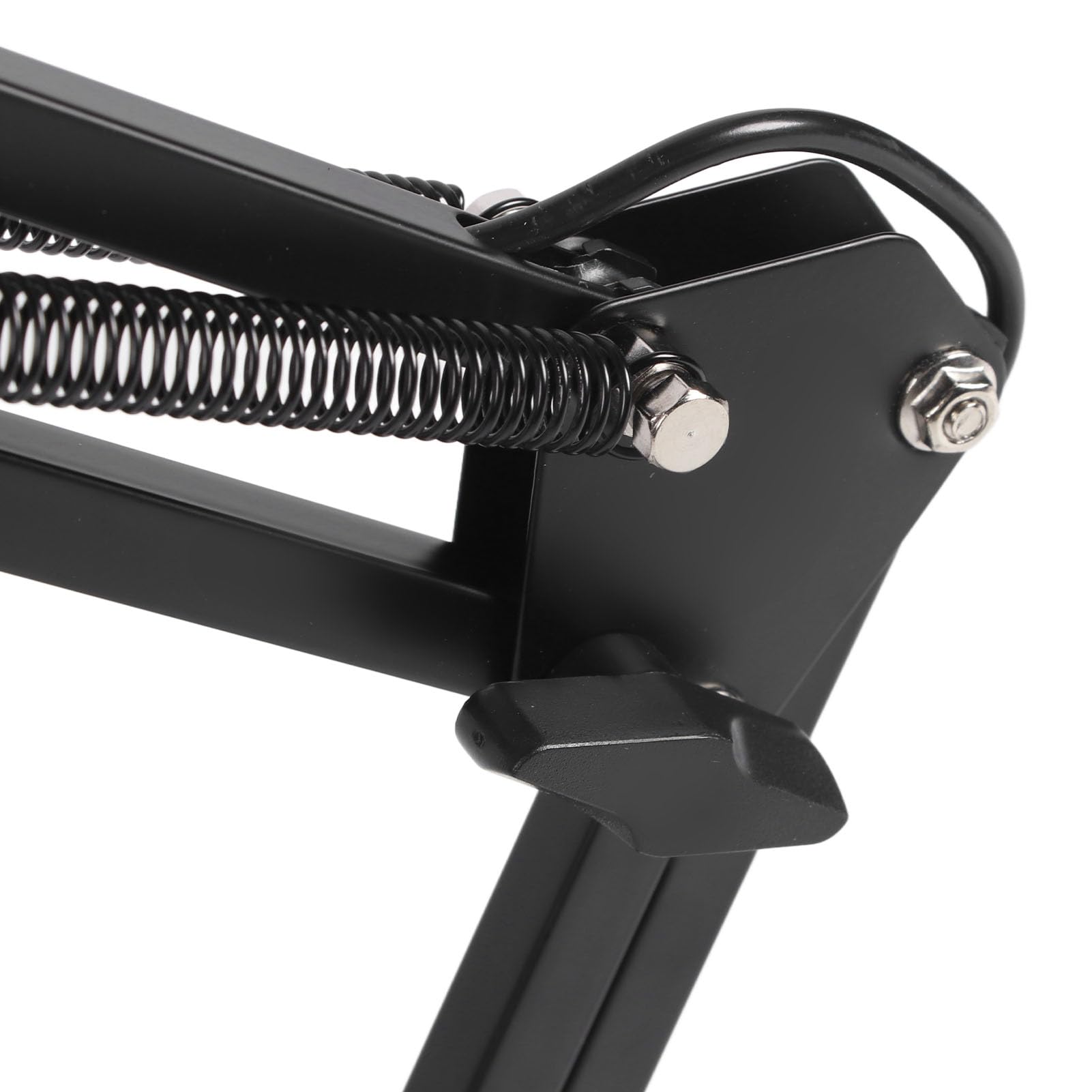 Lámpara de escritorio con brazo oscilante, lámpara de mesa LED con múltiples articulaciones, plegable, USB, para el cuidado de los ojos, con base redonda (Negra)