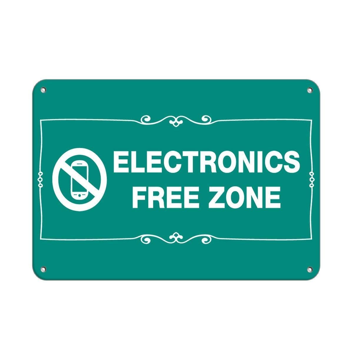 peiyeety Metal Sign Aluminum Sign Room Sign Electronics Free Zone Business Sign No Cell Phones for Outdoor & Indoor 8"x12"