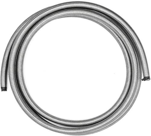 Manguera de línea de combustible de 10 pies 6AN 38" Universal acero inoxidable plateado trenzado de nylon CPE mangueras de combustible de aceite y