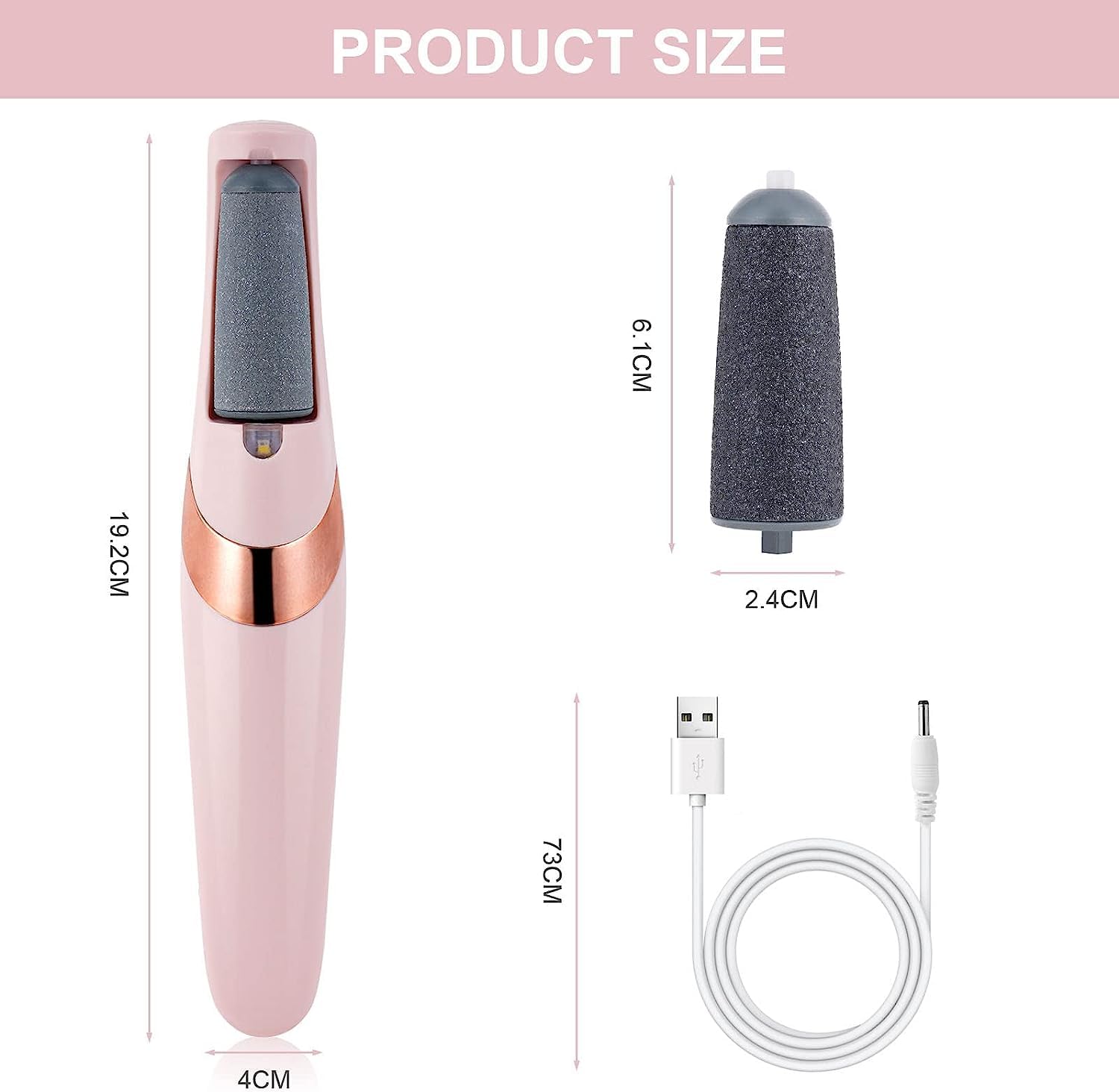 Electric Foot File, Electric Foot Callus Remover, USB Rechargeable Waterproof Hard Skin Remover Foot with 2 Rollers 2 Speed - Image 3