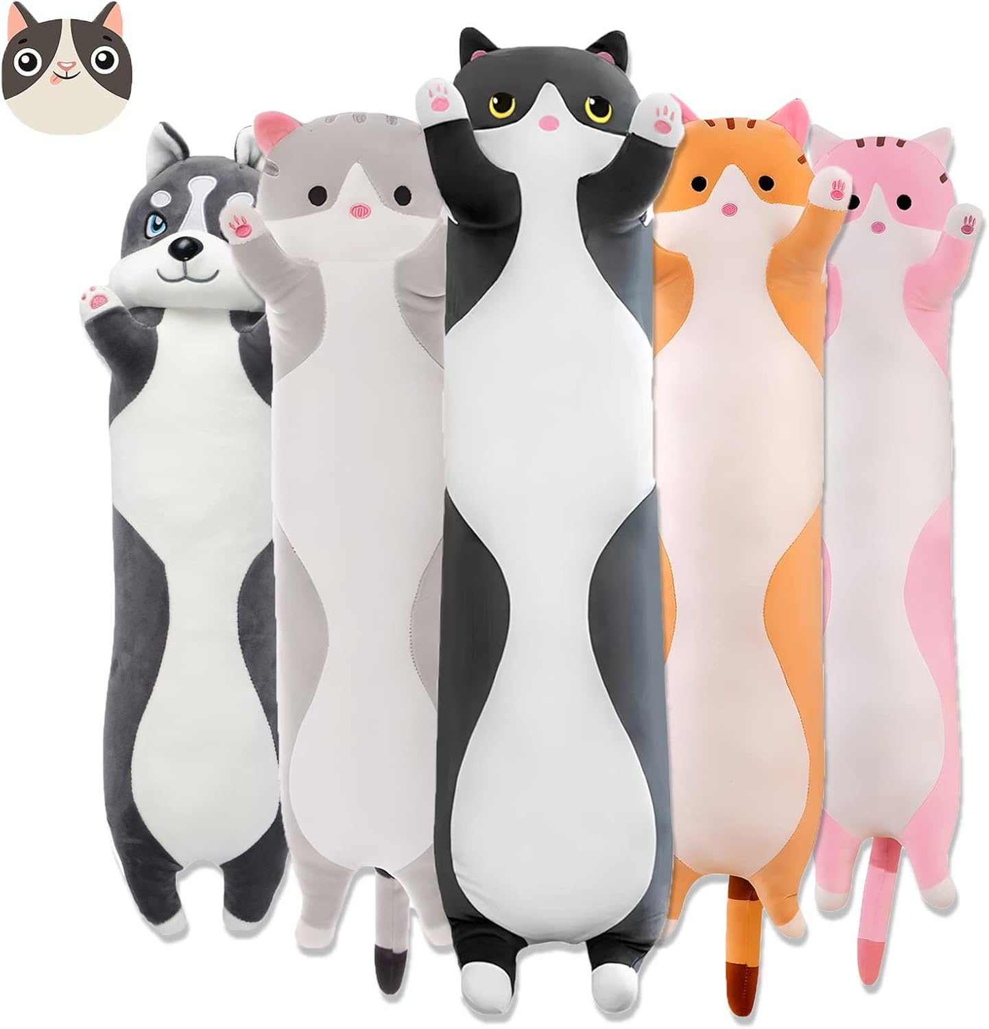 NXNYNZ Long Cat Plush Pillow, 51in Cute Black Cat Plushie