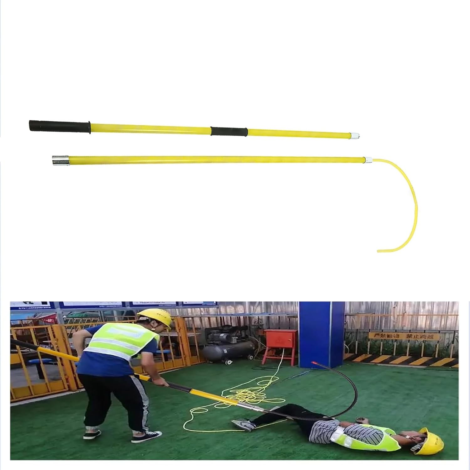 High Voltage Insulated Rescue Hook - Portable Electrical Safety Tool for Electricians & Linemen, Epoxy Insulated Pole for Automotive Repair & Emergency Rescue