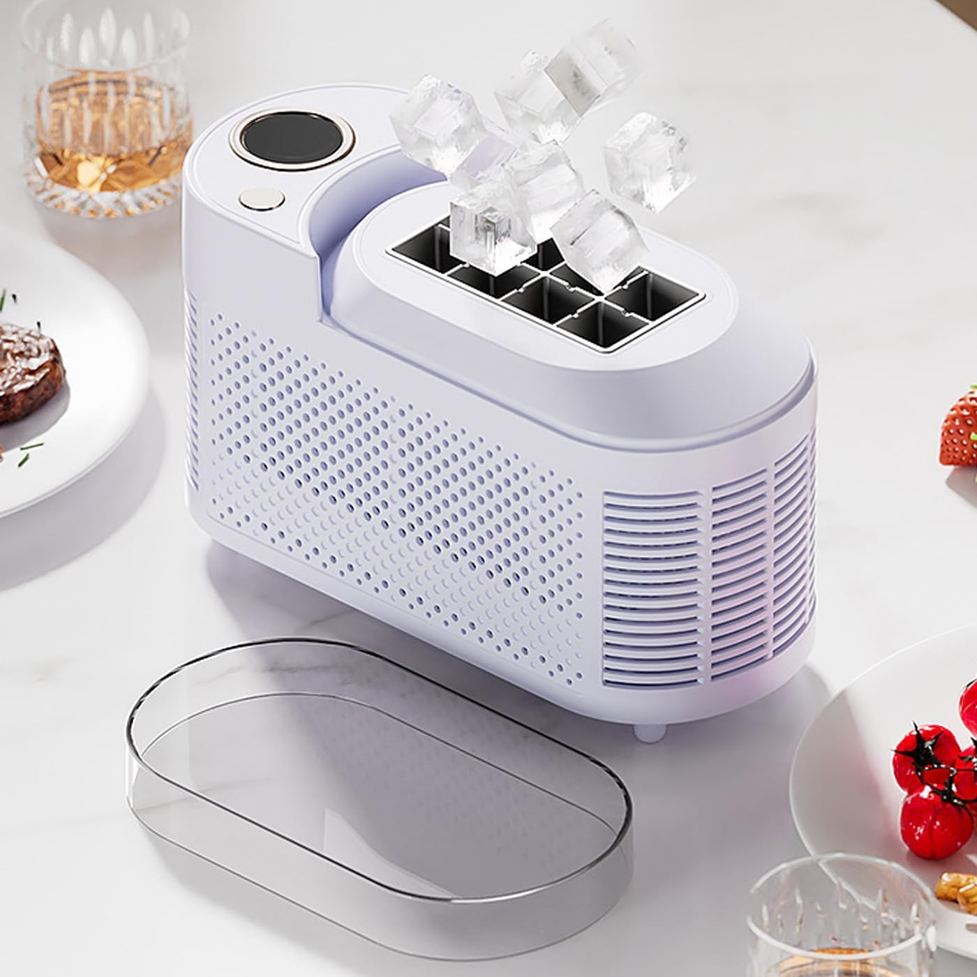 Mini máquina para Hacer Hielo de sobremesa para el hogar, máquina portátil para Hacer Cubitos de Hielo, Modo de Doble Potencia, 8 Cubitos de Hielo en 10 Minutos, Ahorro de energía hielera automática